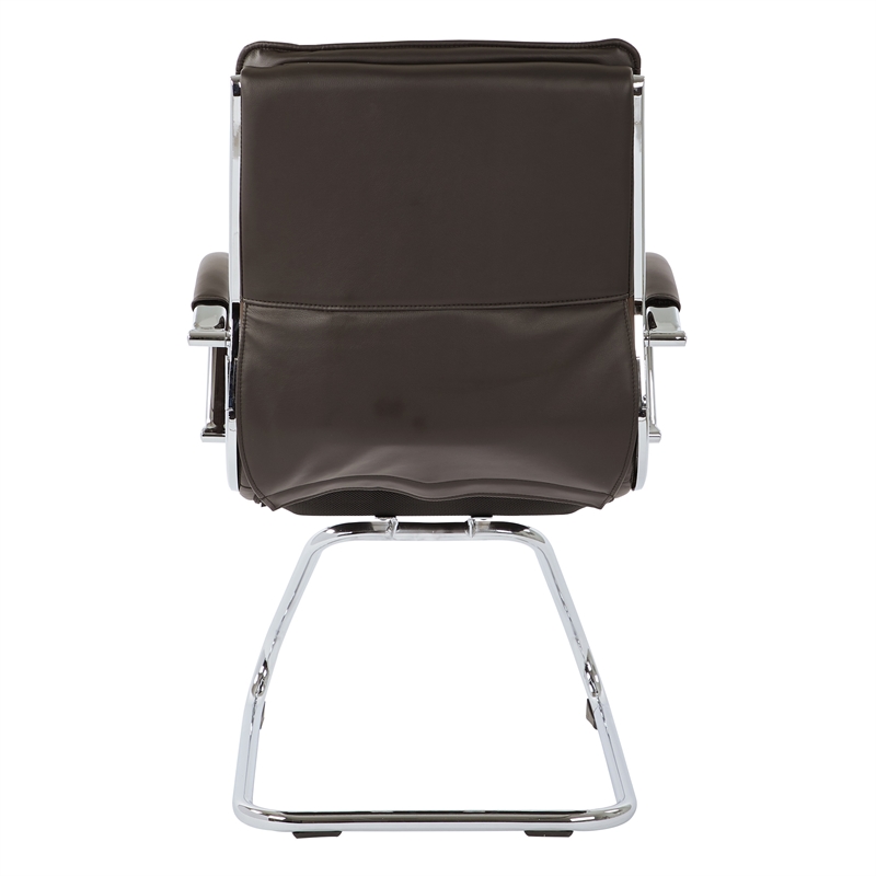 Scranton & Co Guest Chair in Espresso Faux Leather Chrome Sled Base