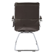 Scranton & Co Guest Chair in Espresso Faux Leather Chrome Sled Base