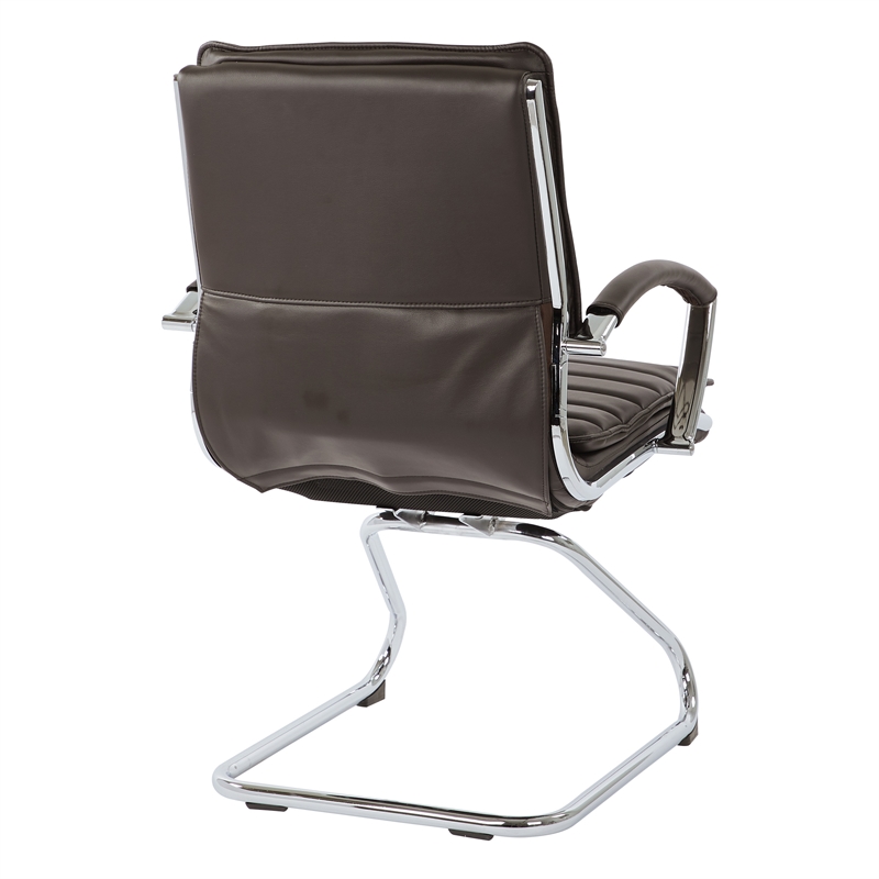 Scranton & Co Guest Chair in Espresso Faux Leather Chrome Sled Base