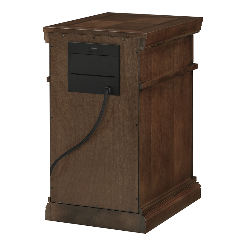 Scranton & Co Side Table with Power in Oak Engineered Wood Finish