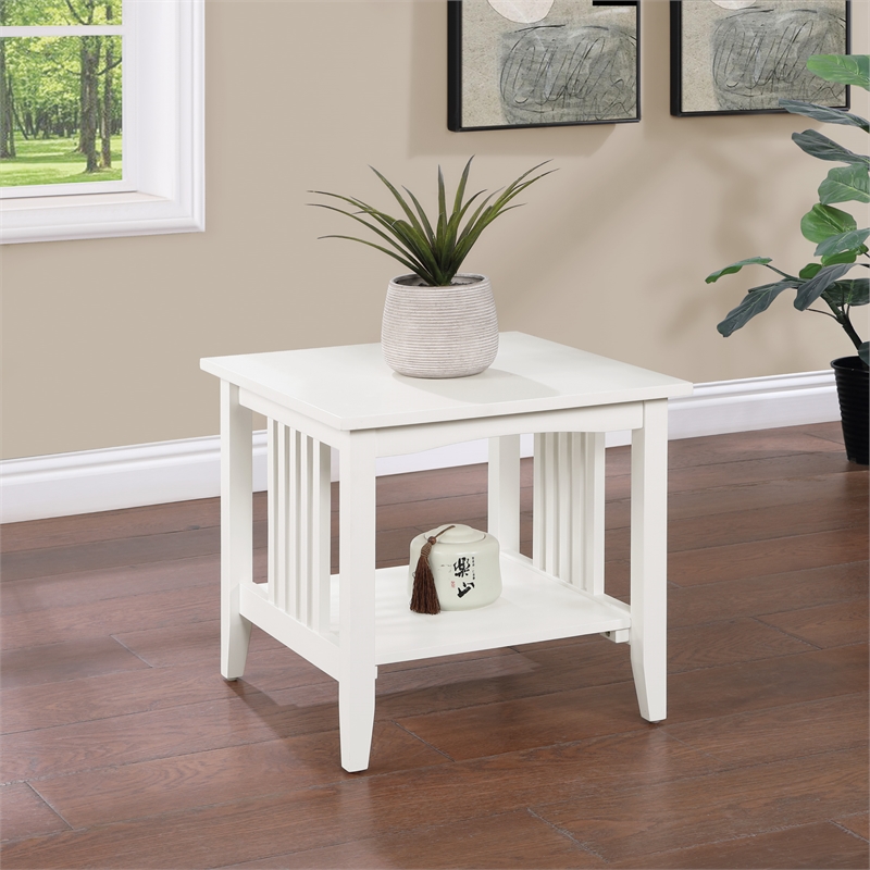 Scranton & Co Mission Style End Table in White Engineered Wood Finish