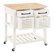 Scranton & Co Farmhouse Kitchen Cart with Wood Top and White Painted Base