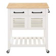 Scranton & Co Farmhouse Kitchen Cart with Wood Top and White Painted Base