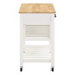 Scranton & Co Farmhouse Kitchen Cart with Wood Top and White Painted Base