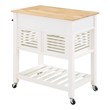 Scranton & Co Farmhouse Kitchen Cart with Wood Top and White Painted Base