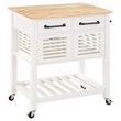 Scranton & Co Farmhouse Kitchen Cart with Wood Top and White Painted Base