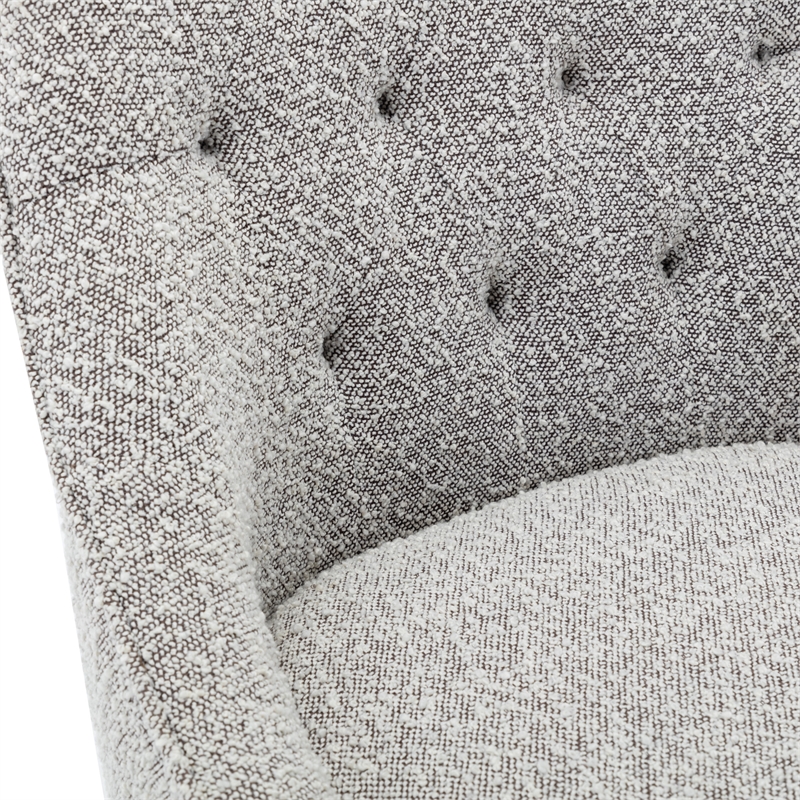 Scranton & Co Boucle Office Chair in Salt and Pepper Gray Rustic Wood Base