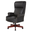 Scranton & Co Traditional Executive High Back Chair in Black Vinyl Brass Trim