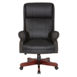 Scranton & Co Traditional Executive High Back Chair in Black Vinyl Brass Trim