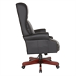 Scranton & Co Traditional Executive High Back Chair in Black Vinyl Brass Trim