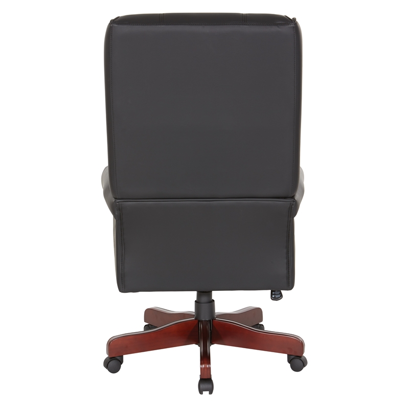 Scranton & Co Traditional Executive High Back Chair in Black Vinyl Brass Trim