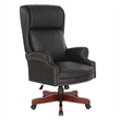 Scranton & Co Traditional Executive High Back Chair in Black Vinyl Brass Trim