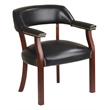 Scranton & Co Traditional Guest Chair in Black Vinyl with Mahogany Frame