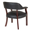 Scranton & Co Traditional Guest Chair in Black Vinyl with Mahogany Frame