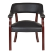 Scranton & Co Traditional Guest Chair in Black Vinyl with Mahogany Frame