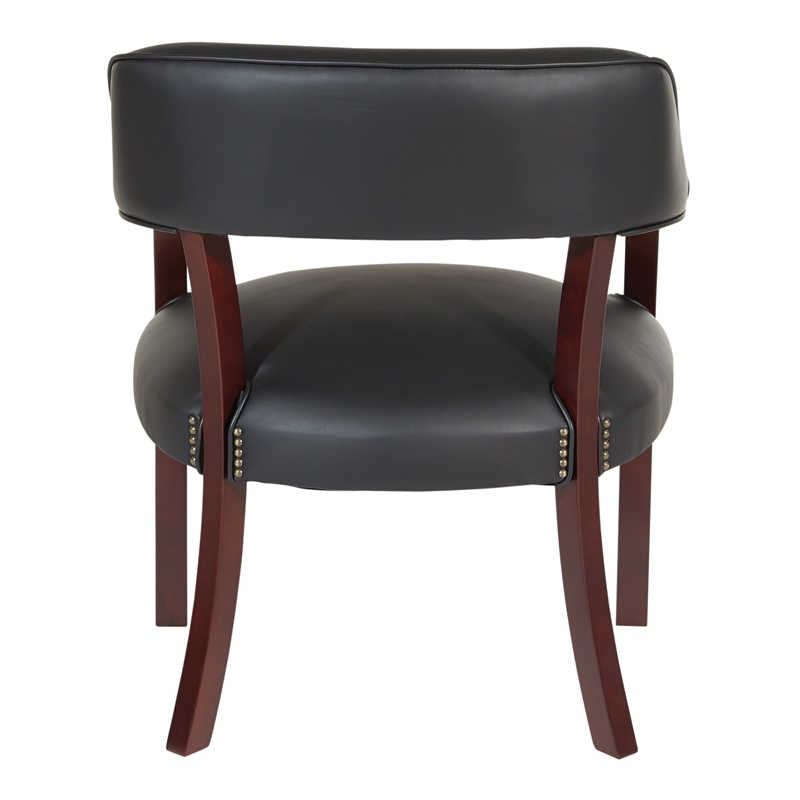 Scranton & Co Traditional Guest Chair in Black Vinyl with Mahogany Frame