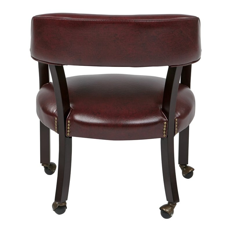 Scranton & Co Traditional Visitor Chair in Oxblood Red Vinyl Mahogany Finish