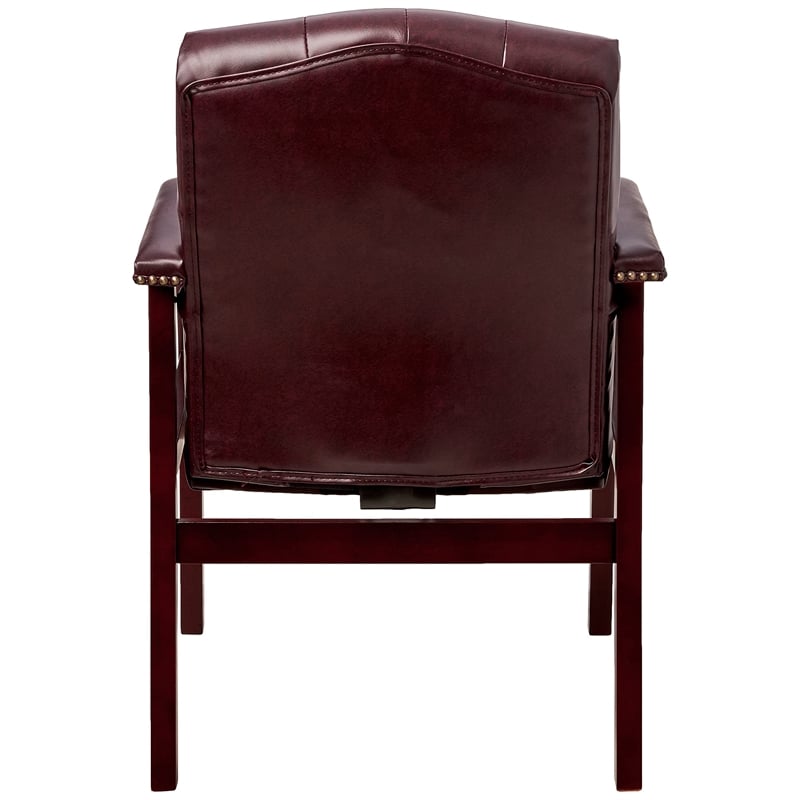 Scranton & Co Traditional Button Tufted Guest Chair in Oxblood Red Vinyl