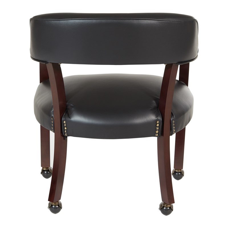Scranton & Co Traditional Guest Chair in Black Vinyl Mahogany Frame Casters
