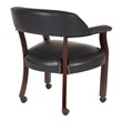 Scranton & Co Traditional Guest Chair in Black Vinyl Mahogany Frame Casters
