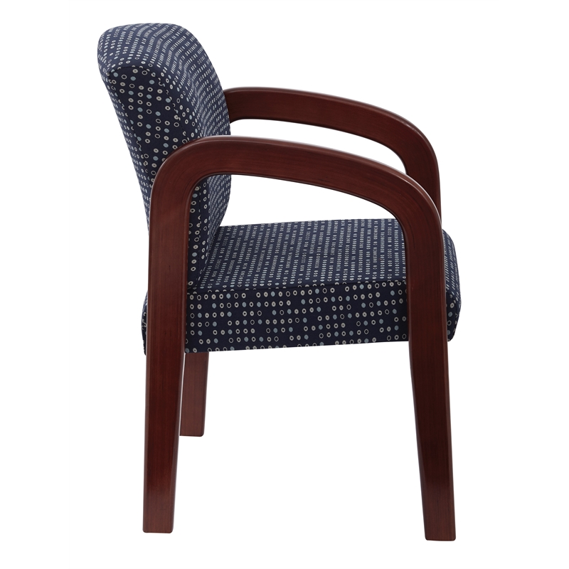 Scranton & Co Visitor's Chair in Indigo Blue Fabric Cherry Wood Frame