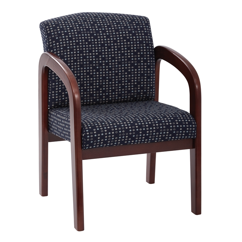Scranton & Co Visitor's Chair in Indigo Blue Fabric Cherry Wood Frame
