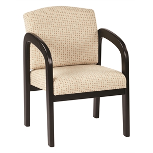 Scranton & Co Guest Chair in Cream Faux Leather with Espresso Wood Frame
