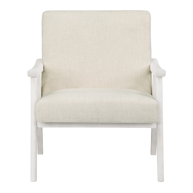 Scranton & Co Mid-Century Cantilever Chair in Linen White Antique White Frame