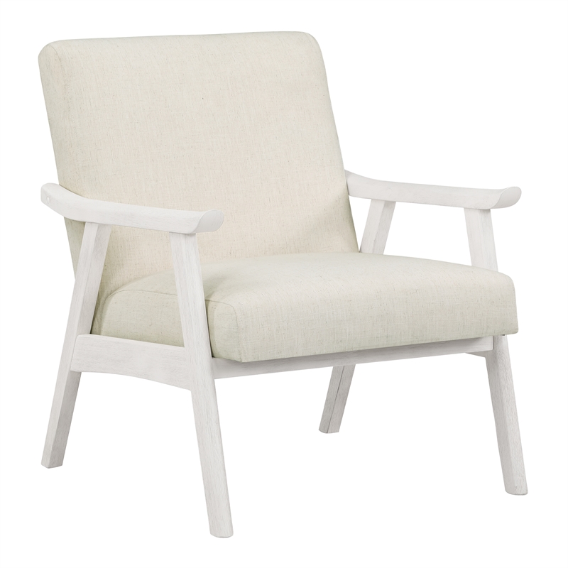 Scranton & Co Mid-Century Cantilever Chair in Linen White Antique White Frame
