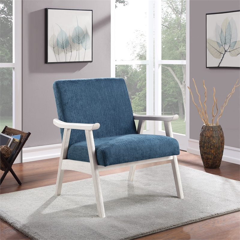 Scranton & Co Mid-Century Cantilever Chair in Navy Antique White Frame