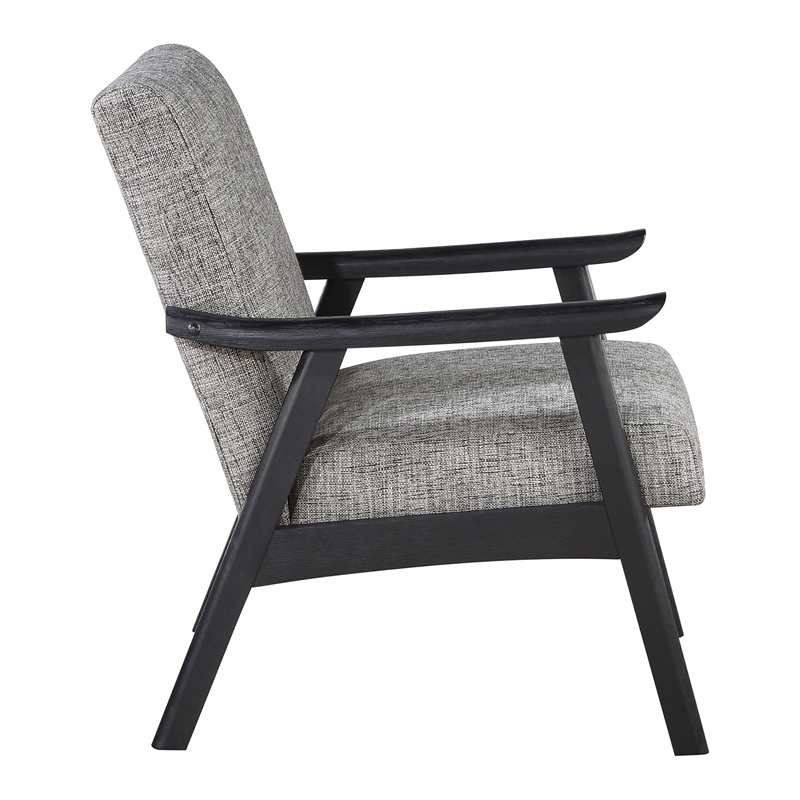 Scranton & Co Mid-Century Cantilever Chair in Linen White Black Frame