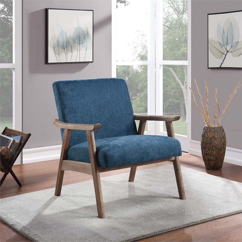 Scranton & Co Mid-Century Cantilever Chair in Navy Brushed Brown Frame