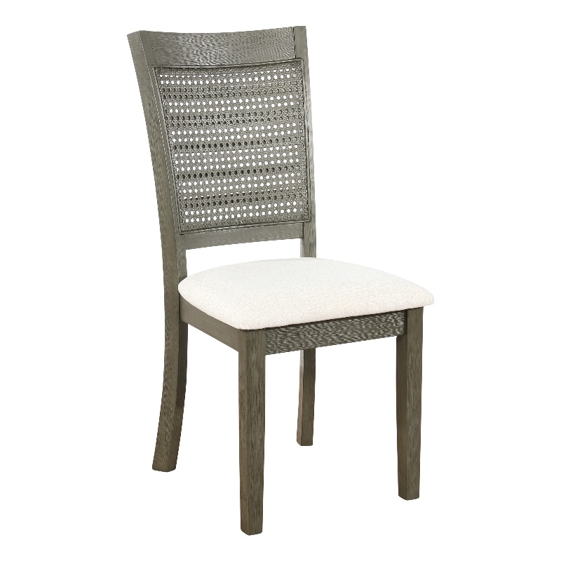 Scranton & Co Cane Back Dining Chair 2-Pack in Gray Base Linen White Seat