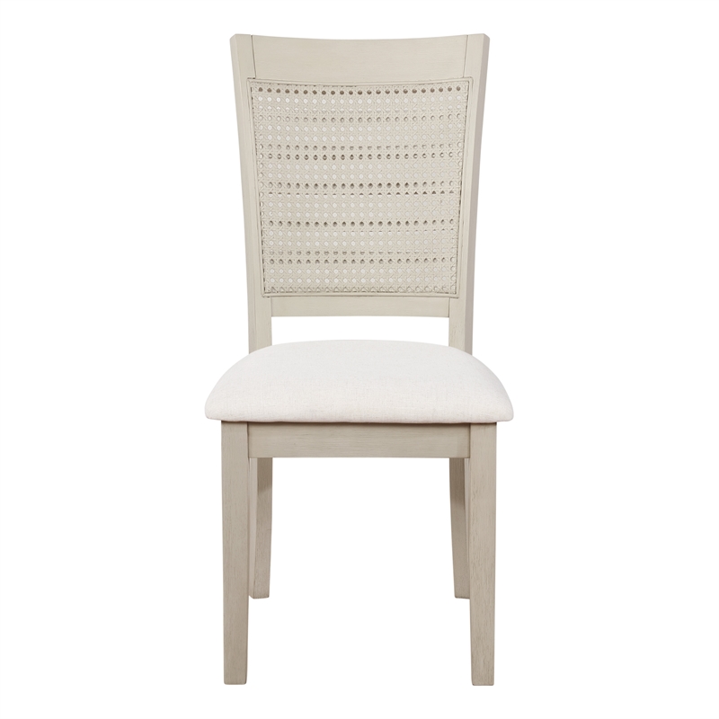 Scranton & Co Cane Back Dining Chair 2-Pack in White Base Linen White Seat