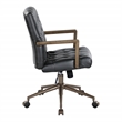 Scranton & Co Button Tufted Office Chair in Black Faux Leather Bronze Base