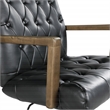 Scranton & Co Button Tufted Office Chair in Black Faux Leather Bronze Base