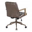 Scranton & Co Button Tufted Office Chair in Chocolate Faux Leather Bronze Base
