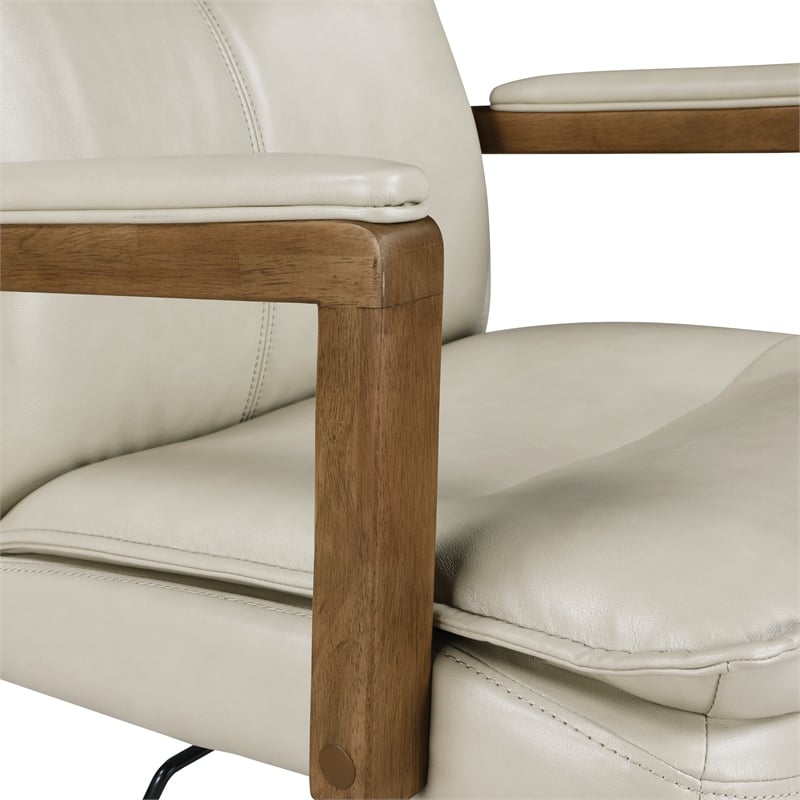 Scranton & Co High Back Office Chair in Taupe Faux Leather Bronze Base
