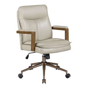 Scranton & Co High Back Office Chair in Taupe Faux Leather Bronze Base