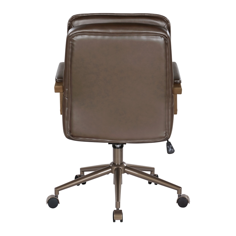 Scranton & Co High Back Office Chair in Chocolate Faux Leather Bronze Base