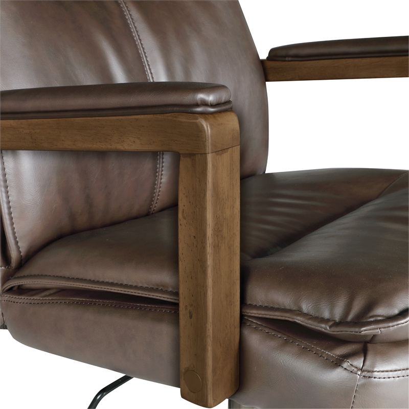Scranton & Co High Back Office Chair in Chocolate Faux Leather Bronze Base