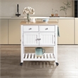 Scranton & Co Farmhouse Kitchen Cart with Wood Top in White Finish