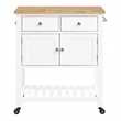 Scranton & Co Farmhouse Kitchen Cart with Wood Top in White Finish