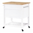 Scranton & Co Farmhouse Kitchen Cart with Wood Top in White Finish
