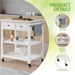 Scranton & Co Farmhouse Kitchen Cart Faux Marble Top in White Wood Finish
