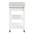 Scranton & Co Farmhouse Kitchen Cart Faux Marble Top in White Wood Finish