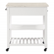 Scranton & Co Farmhouse Kitchen Cart Faux Marble Top in White Wood Finish