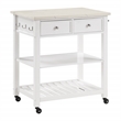 Scranton & Co Farmhouse Kitchen Cart Faux Marble Top in White Wood Finish