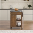 Scranton & Co Farmhouse Kitchen Cart Faux Marble Top in Oak Finish Wood