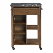 Scranton & Co Farmhouse Kitchen Cart Faux Marble Top in Oak Finish Wood